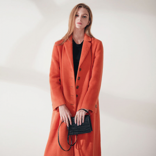 Premium Angora Front Button длинный пальто