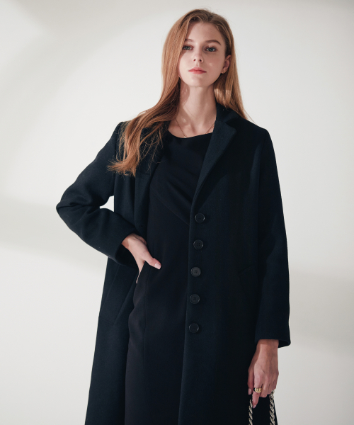 Premium Angora Front Button длинный пальто