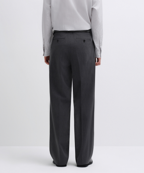 REAL WIDE HIDDEN ELASTIC WAISTBAND SLACKS_MEDIUM GRAY thumbnail 3