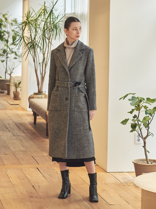3 BUTTON SINGLE BELTED COAT чёрный