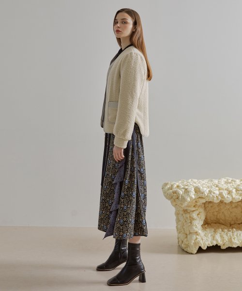 Shearling стеганый обратимый пиджак крем