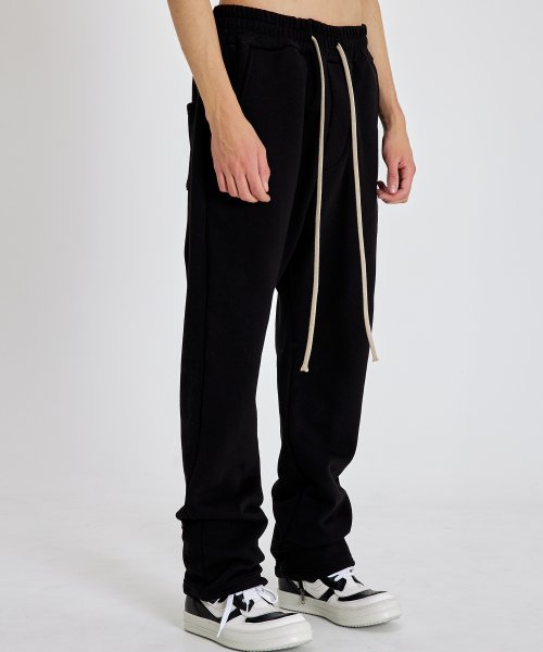 MUSINSA ATTENTIONROW SOFT ESSENTIAL FLEECE LINED SETUP STRING JOGGER LONG PANTS BLACK