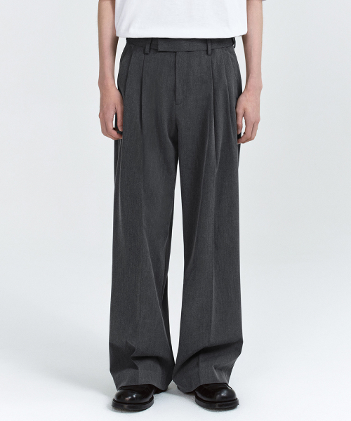 SUPER WIDE HIDDEN BANDING SLACKS средний-серый