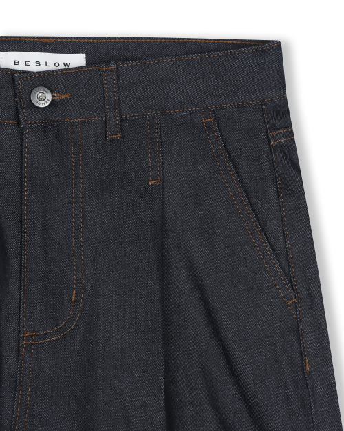 COMFY ONE TUCK SELVAGE DENIM PANTS индиго