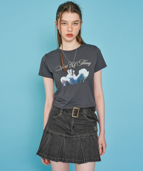 MUSINSA | NASTY FANCY CLUB [NF] Denim pleats belt skirt (BLK)_FQC023