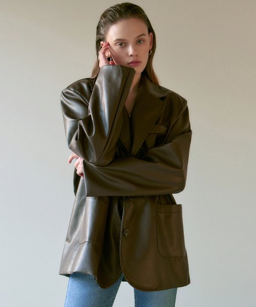 MANISH FAKE кожаный JACKET_BROWN