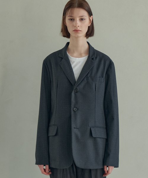 Базовый клетчатый блейзер_Charcoal Gray