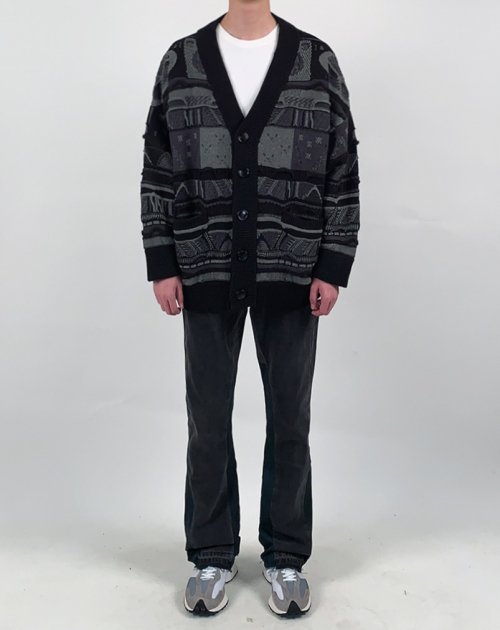 Оверсайз кардиган с узорами (Black Grey)