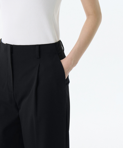 Women's Waistbandless Wide Slacks [Black] thumbnail 7