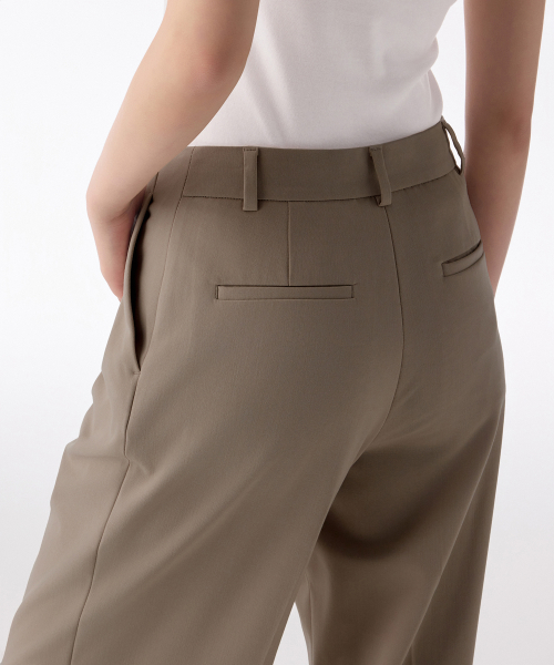 Women's Waistbandless Wide Slacks [Dusty Beige] thumbnail 6