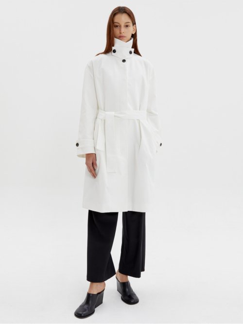хлопковый-CANVAS TRENCH COAT белый