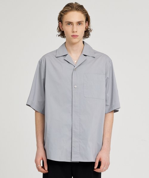 MUSINSA | GARMENT LABLE Open Collar Half Sleeve Shirts - Gray