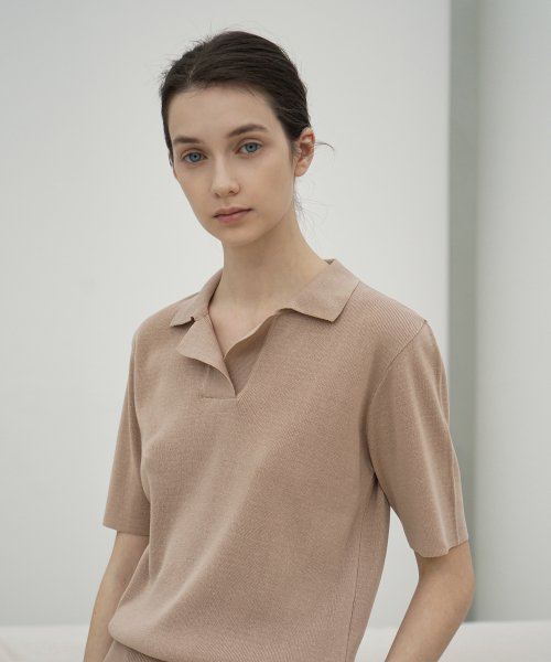 CUBAN COLLAR SHORT SLEEVED KNIT рубашка BE