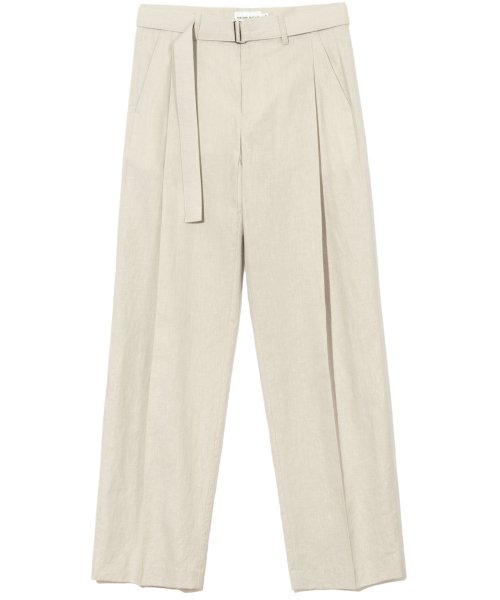 MUSINSA | COSTUME O'CLOCK Belt Linen One Tuck Wide Pants Light