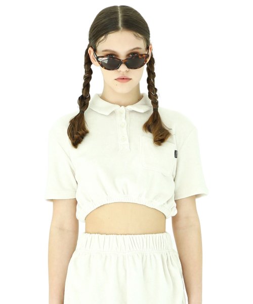 Terry crop top Ivory/Peach/Olive