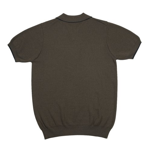 Combination collar knit Brown