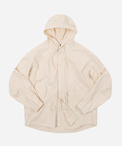 LINEN FISHTAIL SHIRT JACKET _ CREAM BEIGE