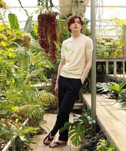 seersucker two tuck adjust pants Navy