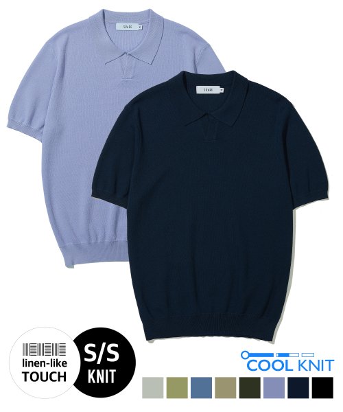 LINEN COLLAR HALF KNIT