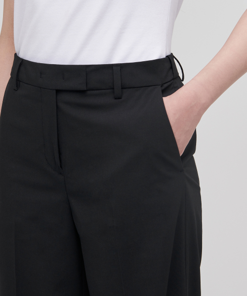 [Cooltandard] Women's Wide Hidden Banding Slacks [Black] thumbnail 7