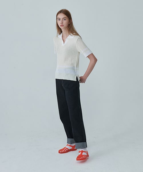 Трикотажный топ COLOR BLOCK/Ivory