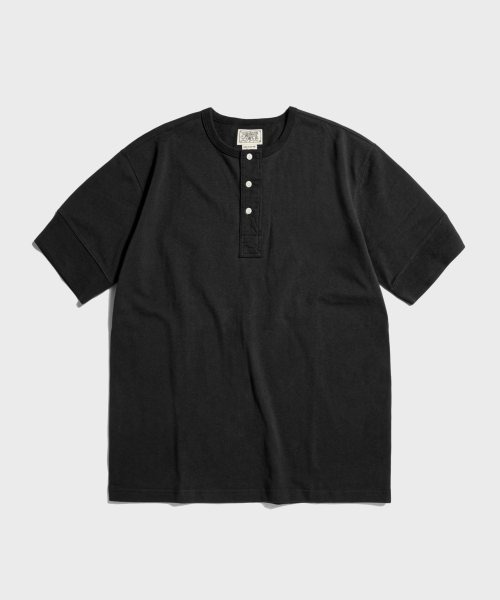 Vintage Short Sleeve Henley Tee Black