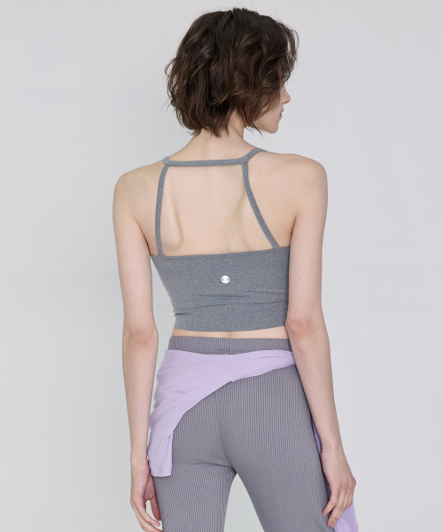 Женский кроп-топ для йоги DEVI-TS0032-Grey, пилатес Phenomi