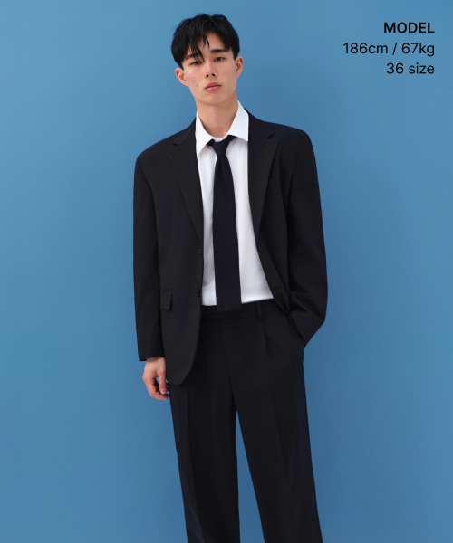 [COOLTANDARD] WIDE HIDDEN ELASTIC WAISTBAND SLACKS [NAVY] thumbnail 6