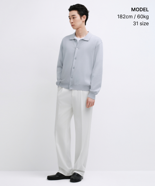 WIDE HIDDEN BANDING SLACKS WHITE