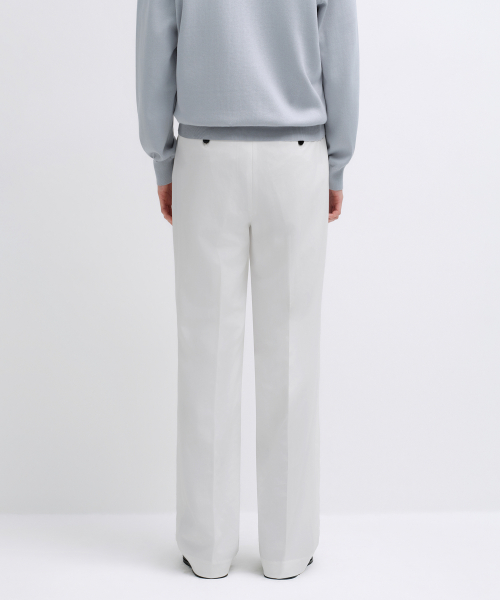 WIDE HIDDEN BANDING SLACKS WHITE