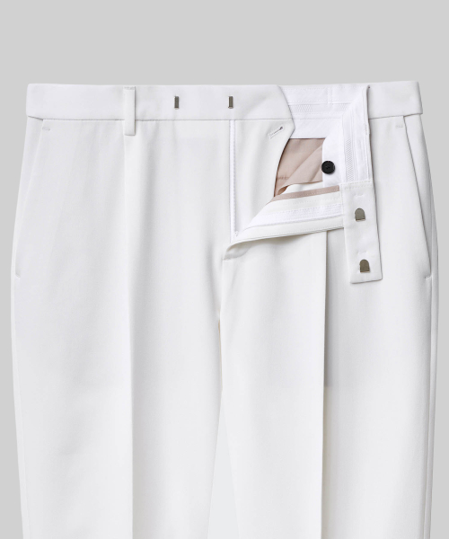 WIDE HIDDEN BANDING SLACKS WHITE