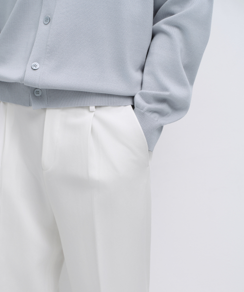Wide Hidden Banding Slacks [White] thumbnail 6