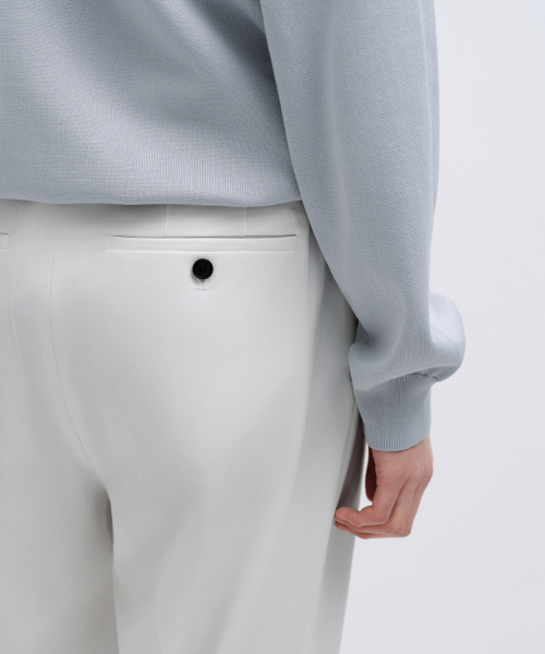 Wide Hidden Banding Slacks [White] thumbnail 7