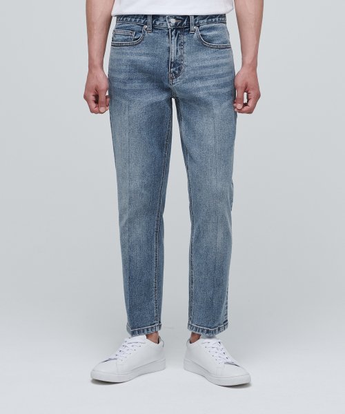 TAPERED CROP DENIM PANTS LIGHT INDIGO
