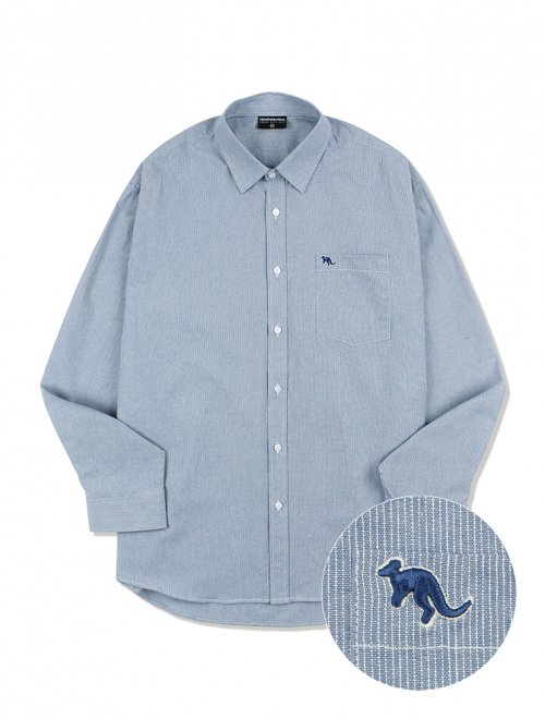 Рубашка UNISEX полуоверсайз в полоску с вышивкой Light Blue (FCB3SH305M)