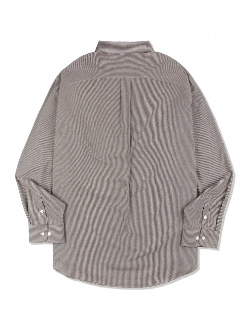 Рубашка UNISEX полуоверсайз в полоску с вышивкой Brown (FCB3SH306M)