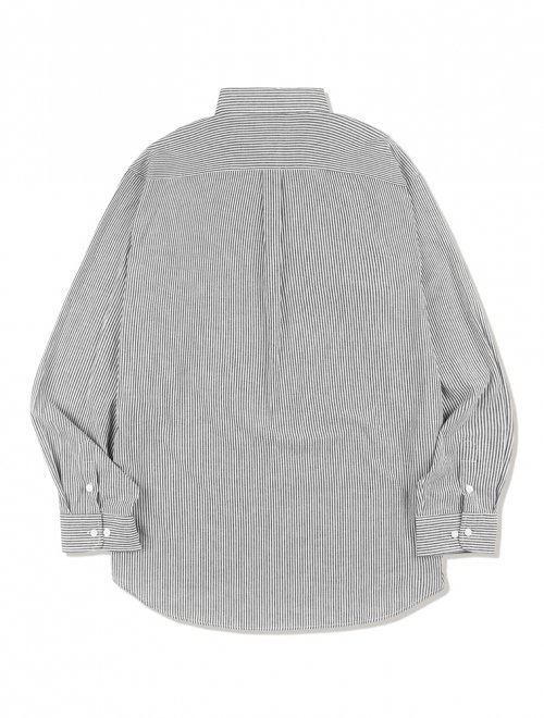 UNISEX семи-оверсайз рубашка с вышивкой пиджачным карманом в полоску Black (FCB3SH308M)