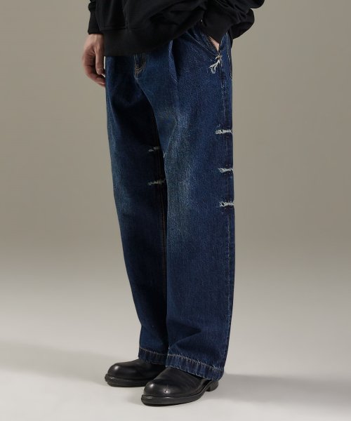 MUSINSA | MAISON MINED SWELL WIDE DENIM PANTS M/BLUE