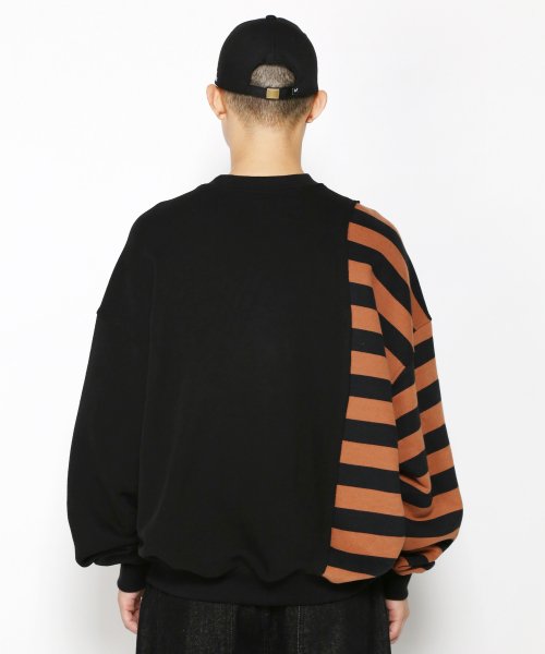 MUSINSA | AJOBYAJO Twofold Stripe Sweatshirt [Black]