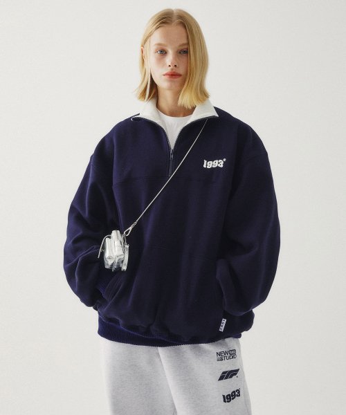 MUSINSA | 1993STUDIO Vintage Half Zip Up_Navy