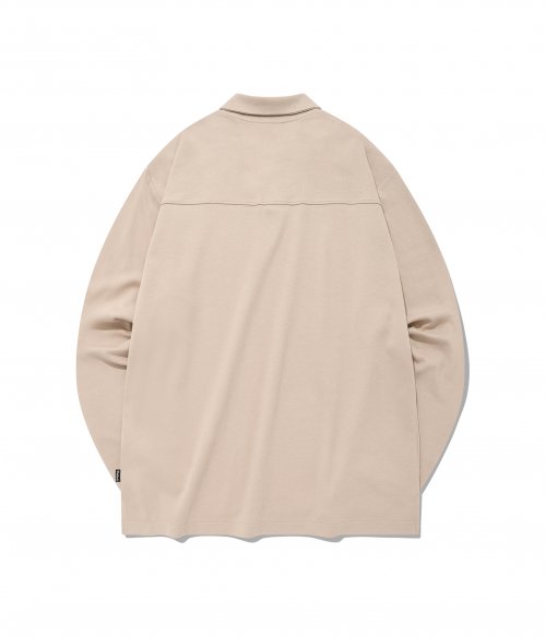 Шелковистый лонгслив с открытым воротником Beige