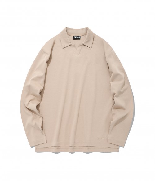 Шелковистый лонгслив с открытым воротником Beige