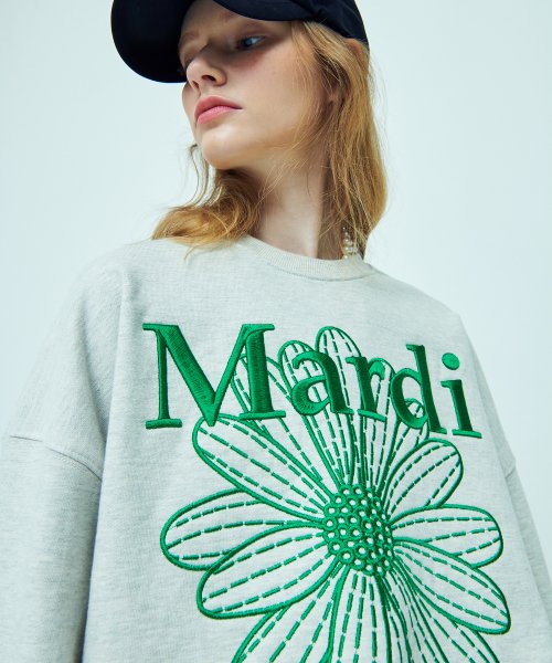 MUSINSA | MARDI MERCREDI SWEATSHIRT FLOWERMARDI NEEDLEWORK_OATMEAL