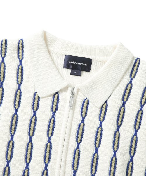 MUSINSA | thisisneverthat® (FW21) Chain Zip Up Polo Off White