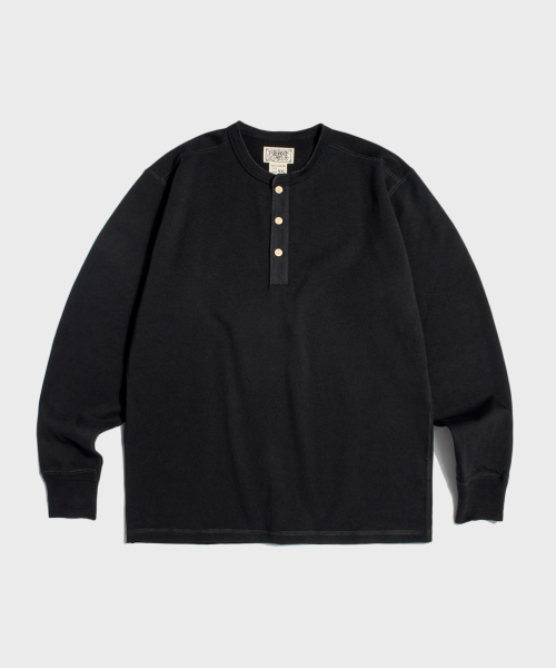 Vintage Long Sleeve Henley рубашка чёрный