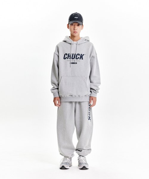 MUSINSA | CHUCK Signature Logo Hoodie (Grey)