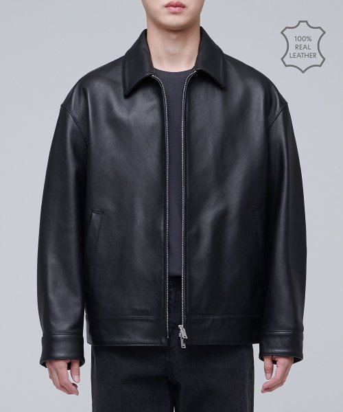 Оверсайз куртка из кожи ягненка [Black]