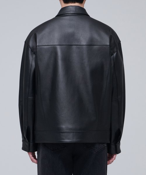 Оверсайз куртка из кожи ягненка [Black]
