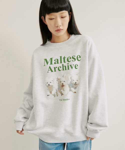 Women] Maltese Archive-Print T-Shirt MelangeWhite