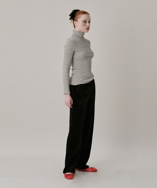 Двухцветные велюровые брюки Two Tone Velour Pant_Black